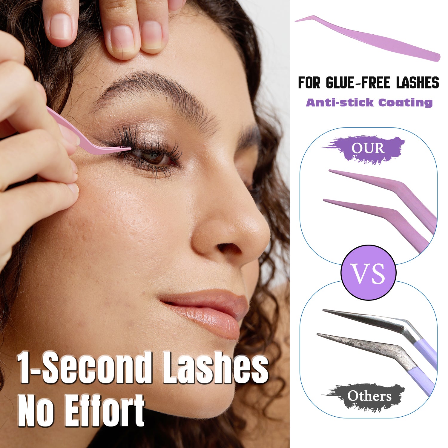 8-in-1 No Glue Lash Book Set - Self-Adhesive Eyelash Extension Kit with Anti-Stick Tweezers