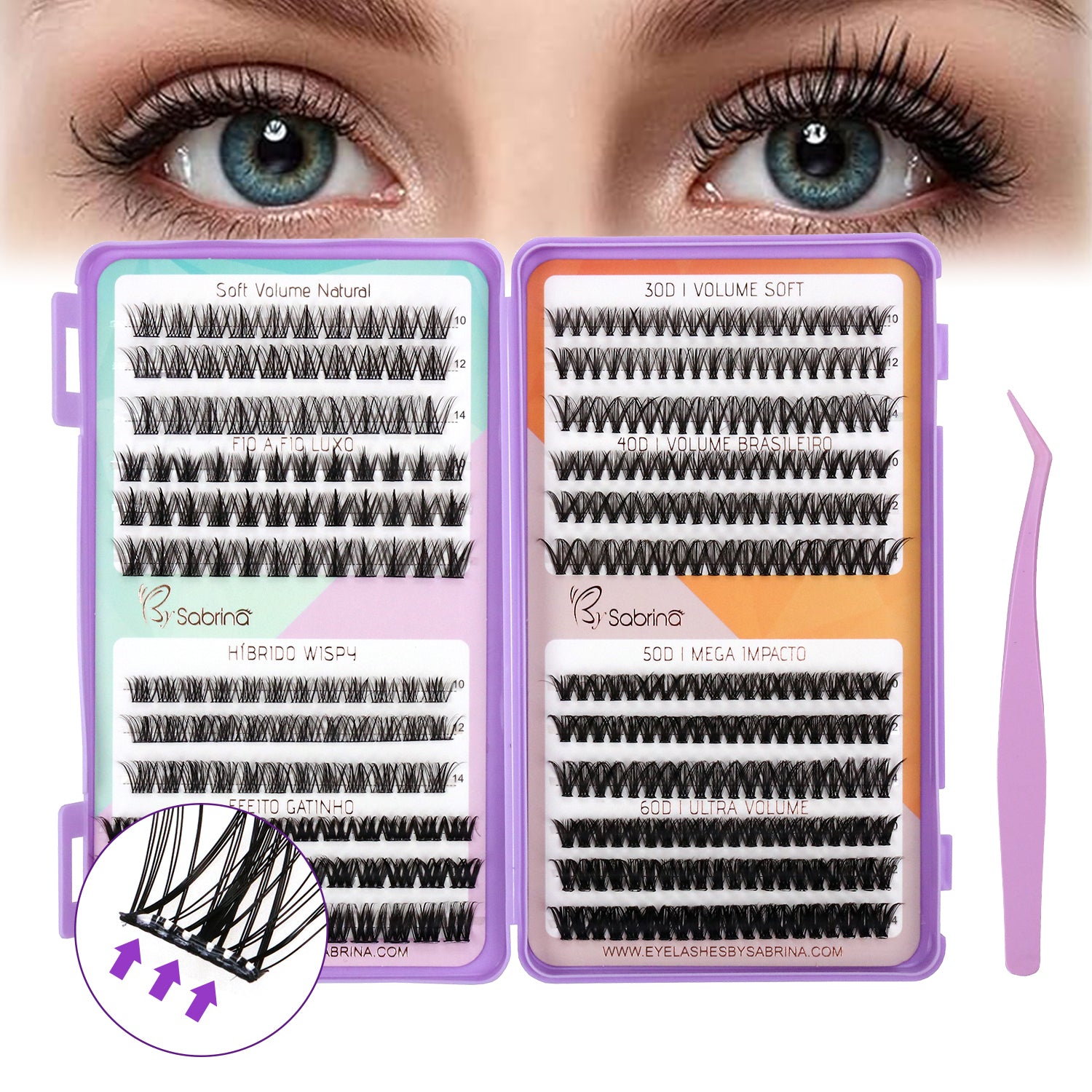 8-in-1 No Glue Lash Book Set - Self-Adhesive Eyelash Extension Kit with Anti-Stick Tweezers