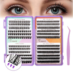 8-in-1 No Glue Lash Book Set - Self-Adhesive Eyelash Extension Kit with Anti-Stick Tweezers