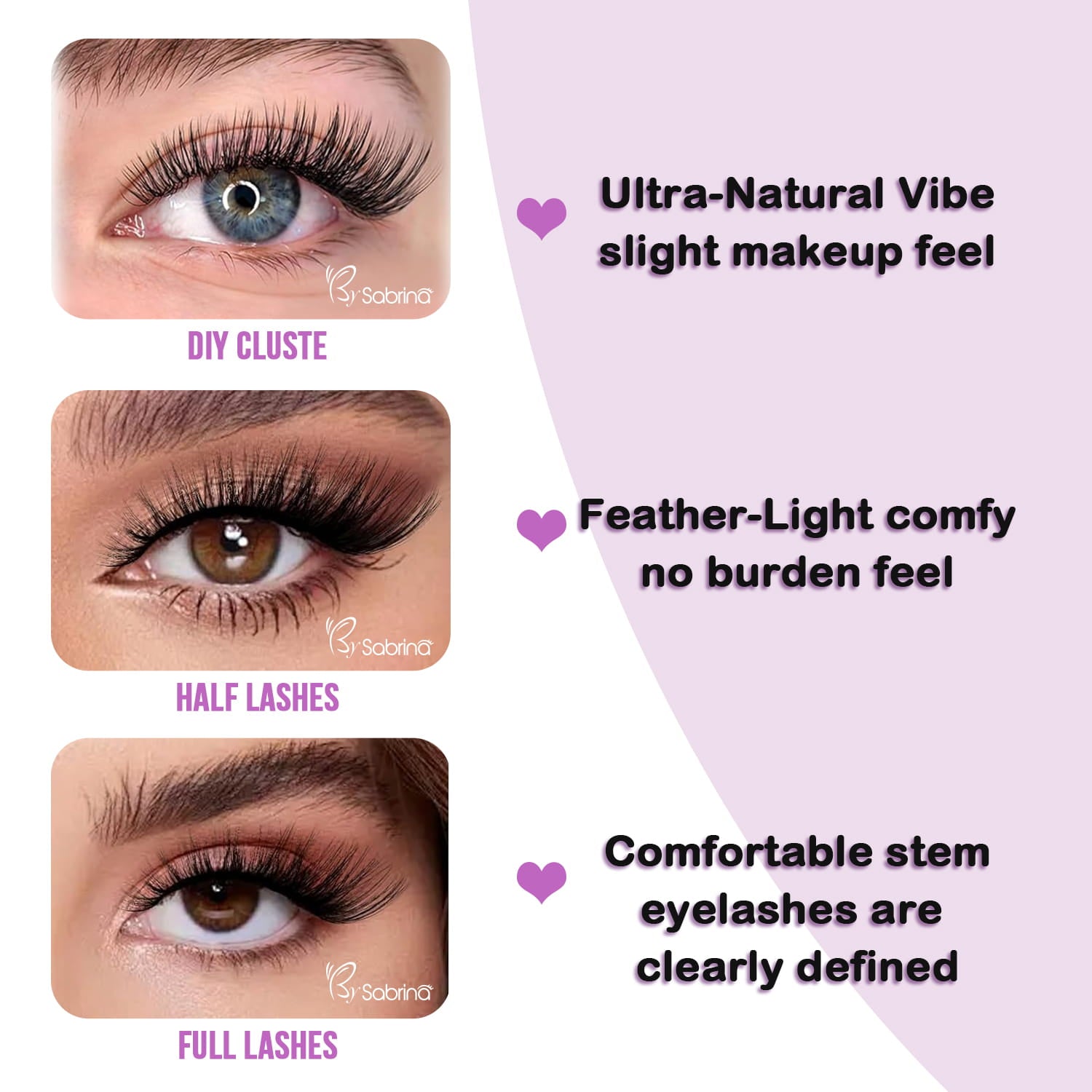 21 Styles Mixed Natural Wispy Cat Eye Lash DIY Eyelashes Extension at Home for Most Eye Shapes