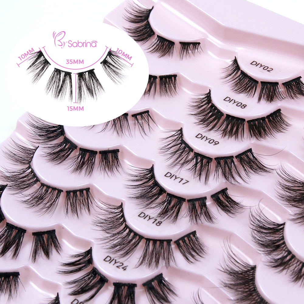 21 Styles Mixed Natural Wispy Cat Eye Lash DIY Eyelashes Extension at Home for Most Eye Shapes