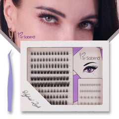 Hybrid Look Pre-Glued Lash Kit with 5 Styles Include Lower Lashes/Non-Sticky Tweezers
